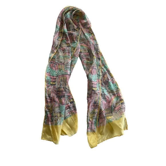 Sacha Women's Silk Scarf City Scene made in Japan Lightweight Mature - Picture 1 of 5